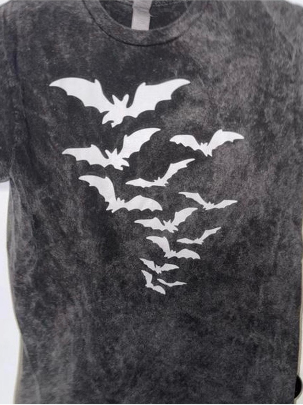 Gildan Black Tee with White Bat Flock Graphic